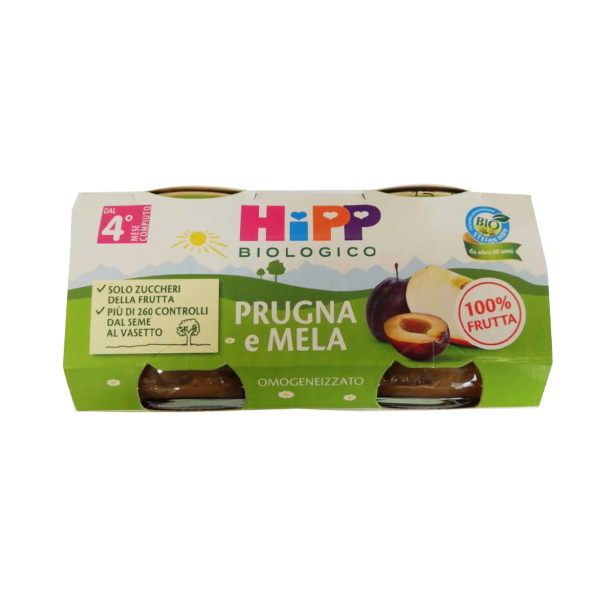 Hipp Omogeneizzato di Frutta Prugna e Mela 2x80g